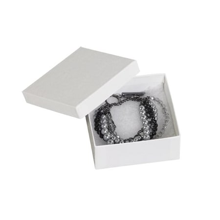 Bsc Preferred 3-1/2 x 3-1/2 x 1-1/2'' White Jewelry Boxes, 100PK JB3312W